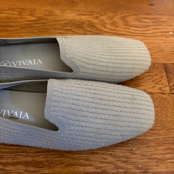 Vivaia Rosie Square-Toe Fluffy Loafers in Grey - 40 - Picture 2 of 9